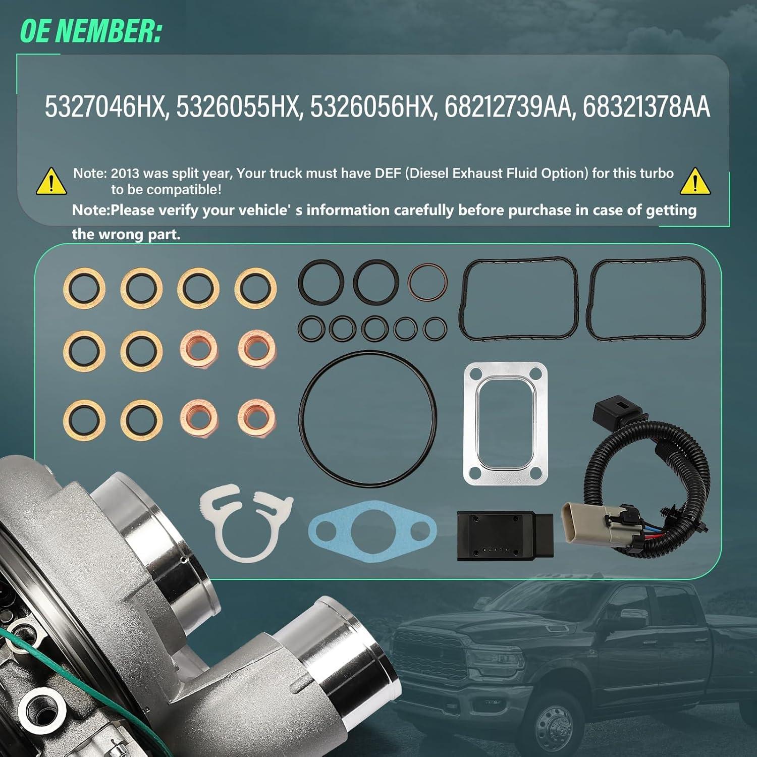 Kit de ensamblaje de turbocompresor Fexhull 6.7L Dodge Ram 2013-2018