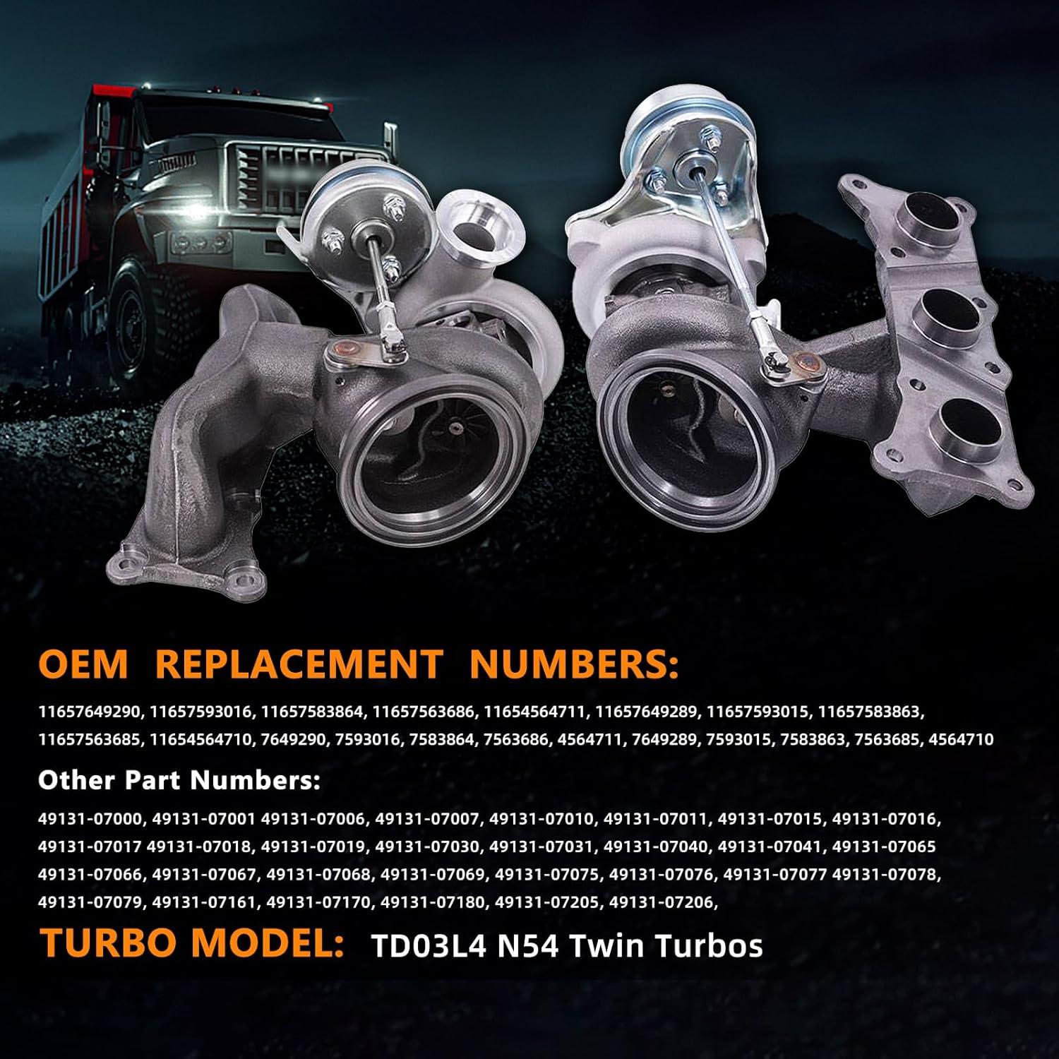 Turbocompresor Doble Topaz N54 TD03 para BMW 335i 2006-2010