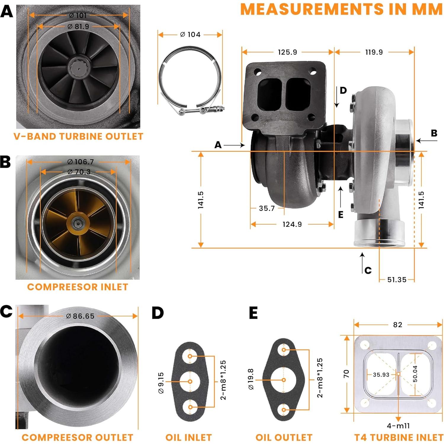 Turboalimentador maXpeedingrods T4 para motores 4.0L-6.0L