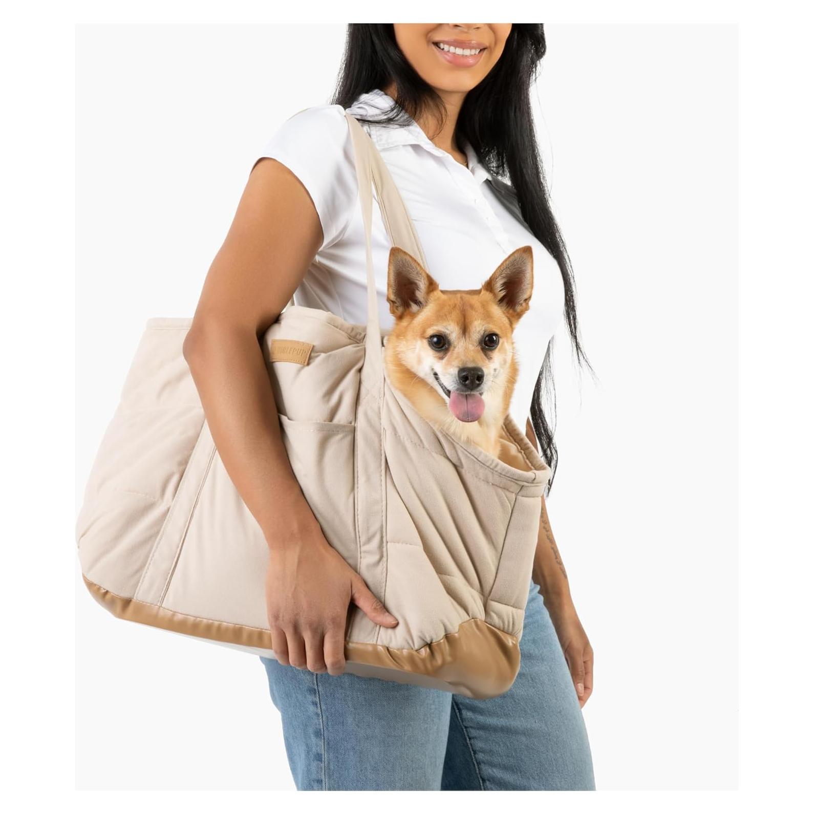 Bolso Transportador de Perro NoblePup Crema 6.8 kg Peluche