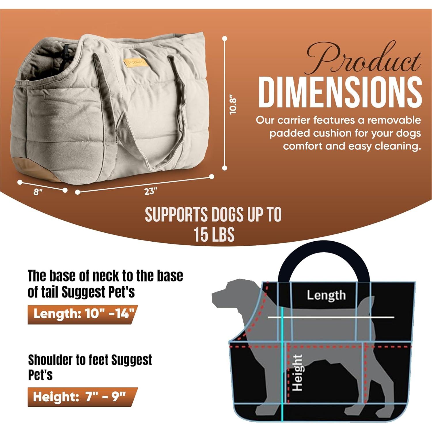 Bolso Transportador de Perro NoblePup Crema 6.8 kg Peluche