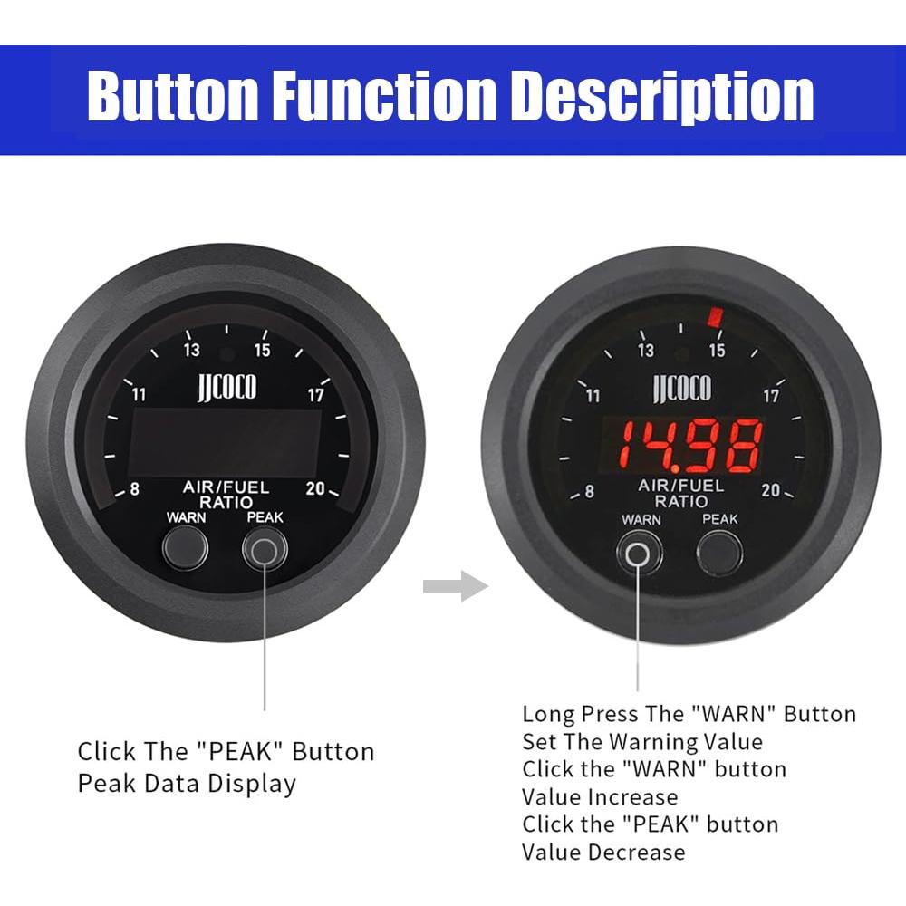Medidor de Relación Aire/Combustible ZHSYMX 52mm Digital con Sensor LSU4.9
