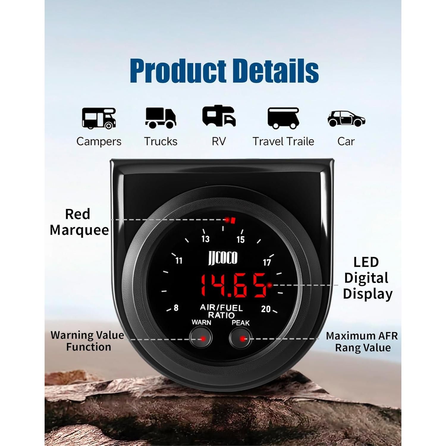 Kit Medidor Wideband AFR JJCOCO con Sensor O2 LSU 4.9 52mm