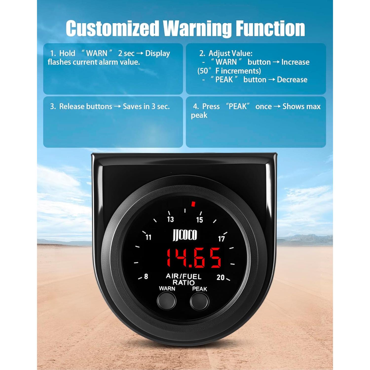 Kit Medidor Wideband AFR JJCOCO con Sensor O2 LSU 4.9 52mm