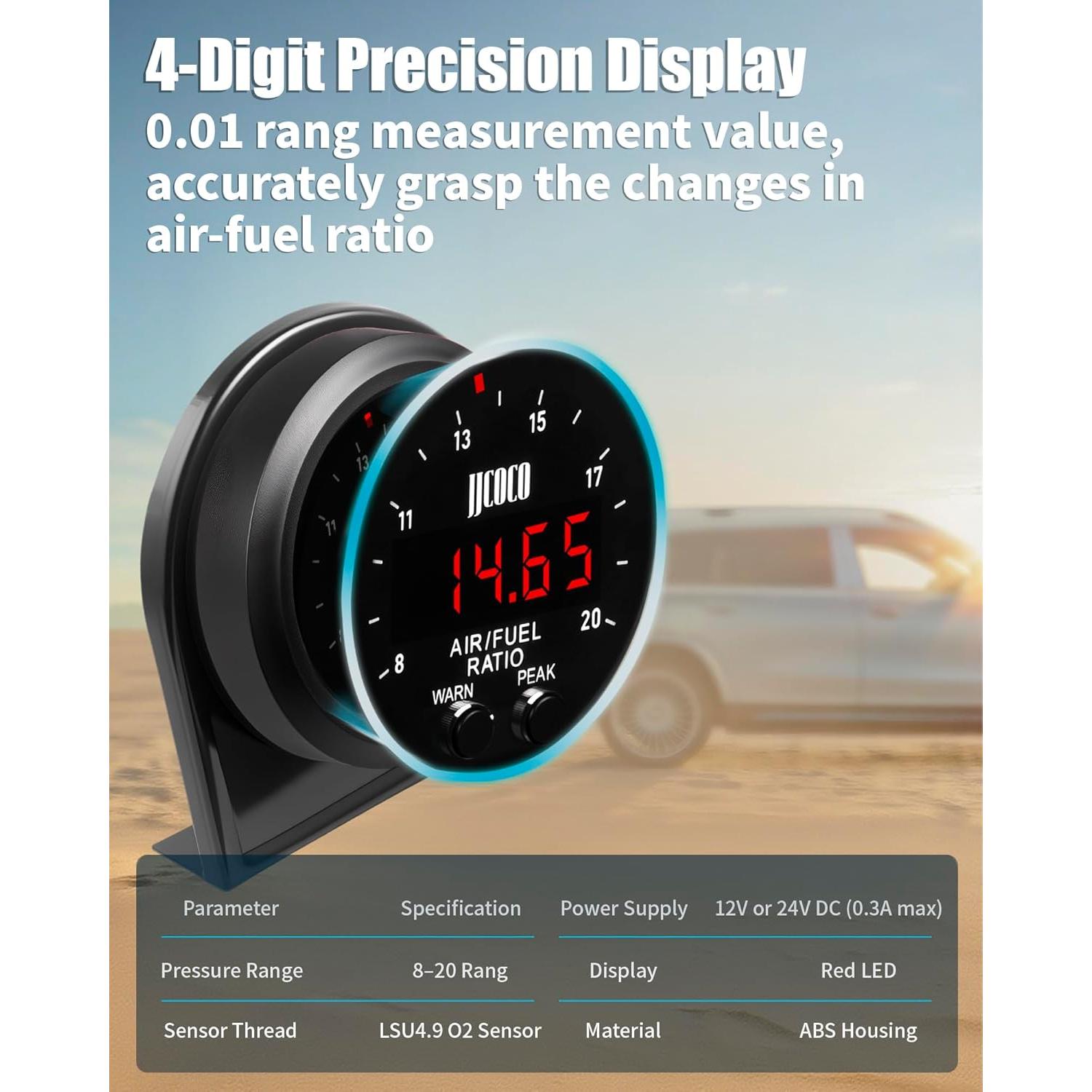 Kit Medidor Wideband AFR JJCOCO con Sensor O2 LSU 4.9 52mm