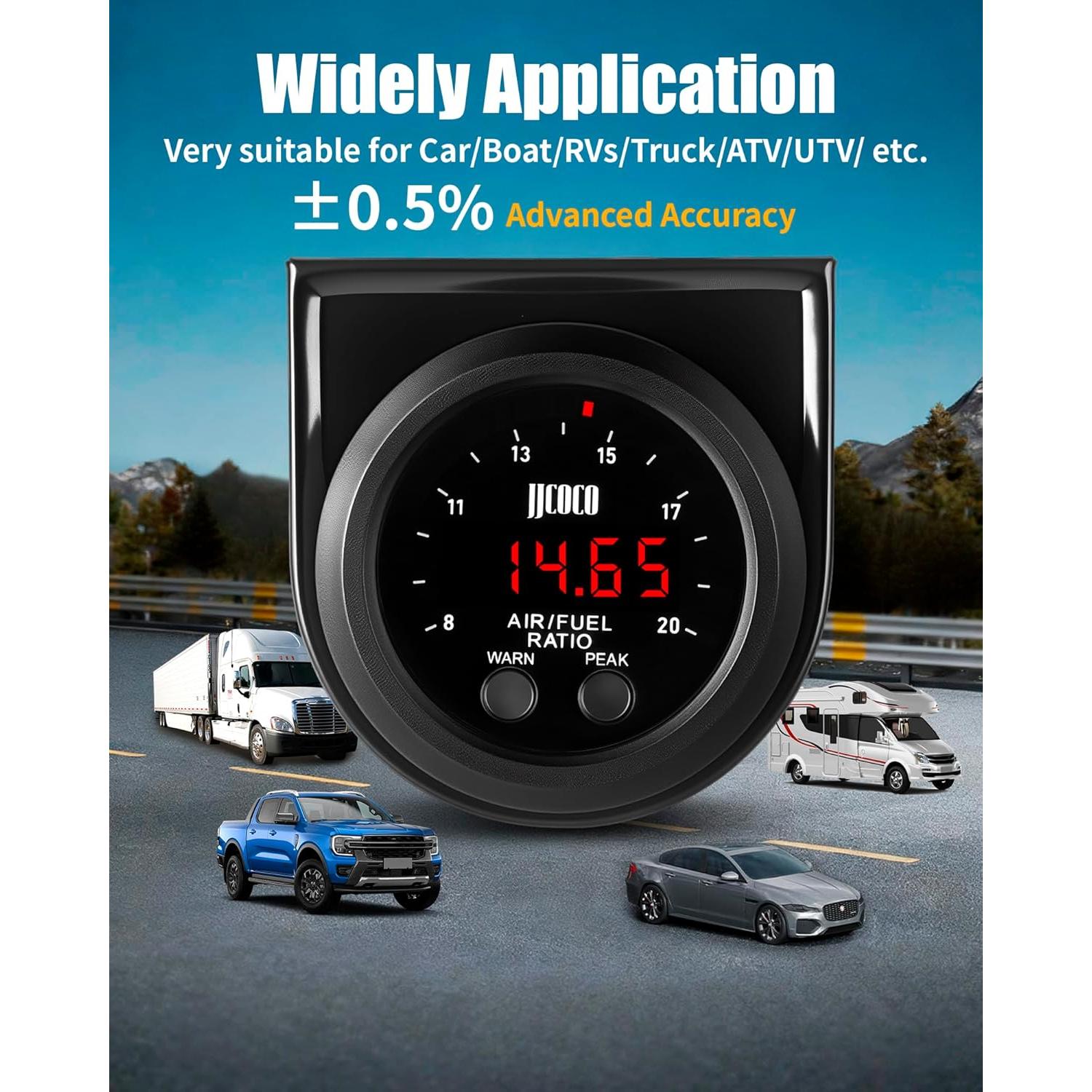 Kit Medidor Wideband AFR JJCOCO con Sensor O2 LSU 4.9 52mm