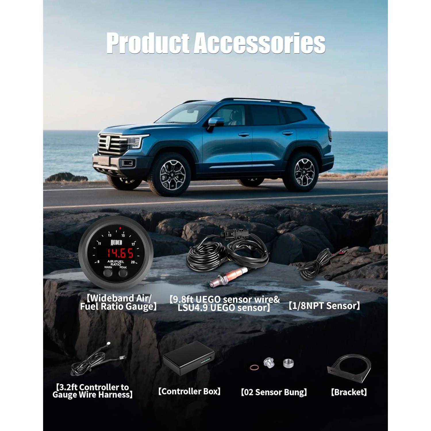 Kit Medidor Wideband AFR JJCOCO con Sensor O2 LSU 4.9 52mm