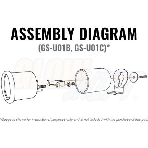 Soporte de Medidor de Tablero GlowShift Universal 52mm Negro