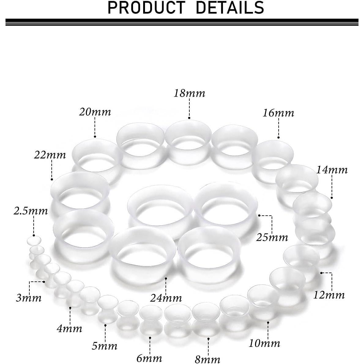 Kit de Túneles de Silicona Kwoencxi 10G-25mm 15 Tamaños