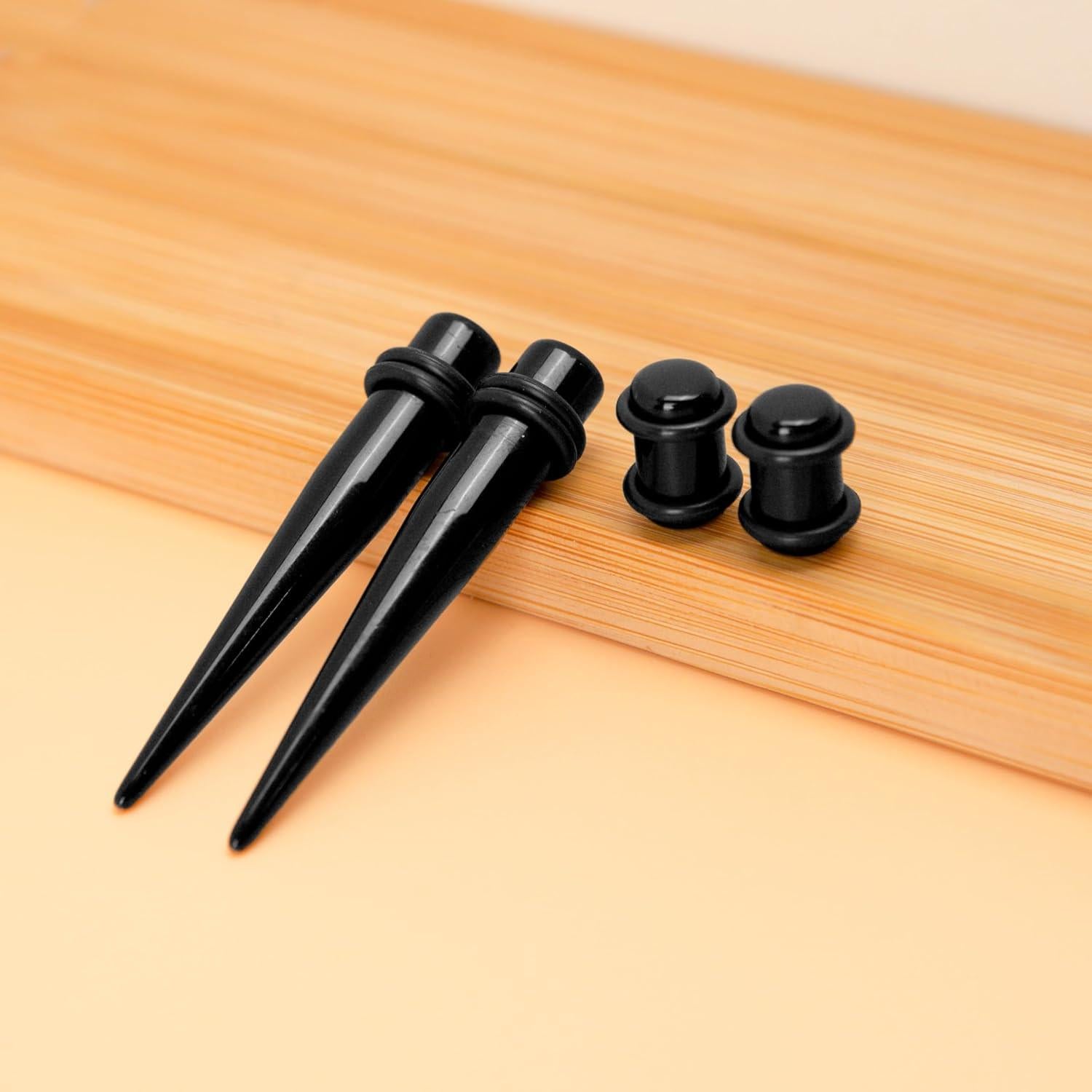 Kit de Estiramiento de Orejas 36 Piezas Acrílico 14G-00G Negro