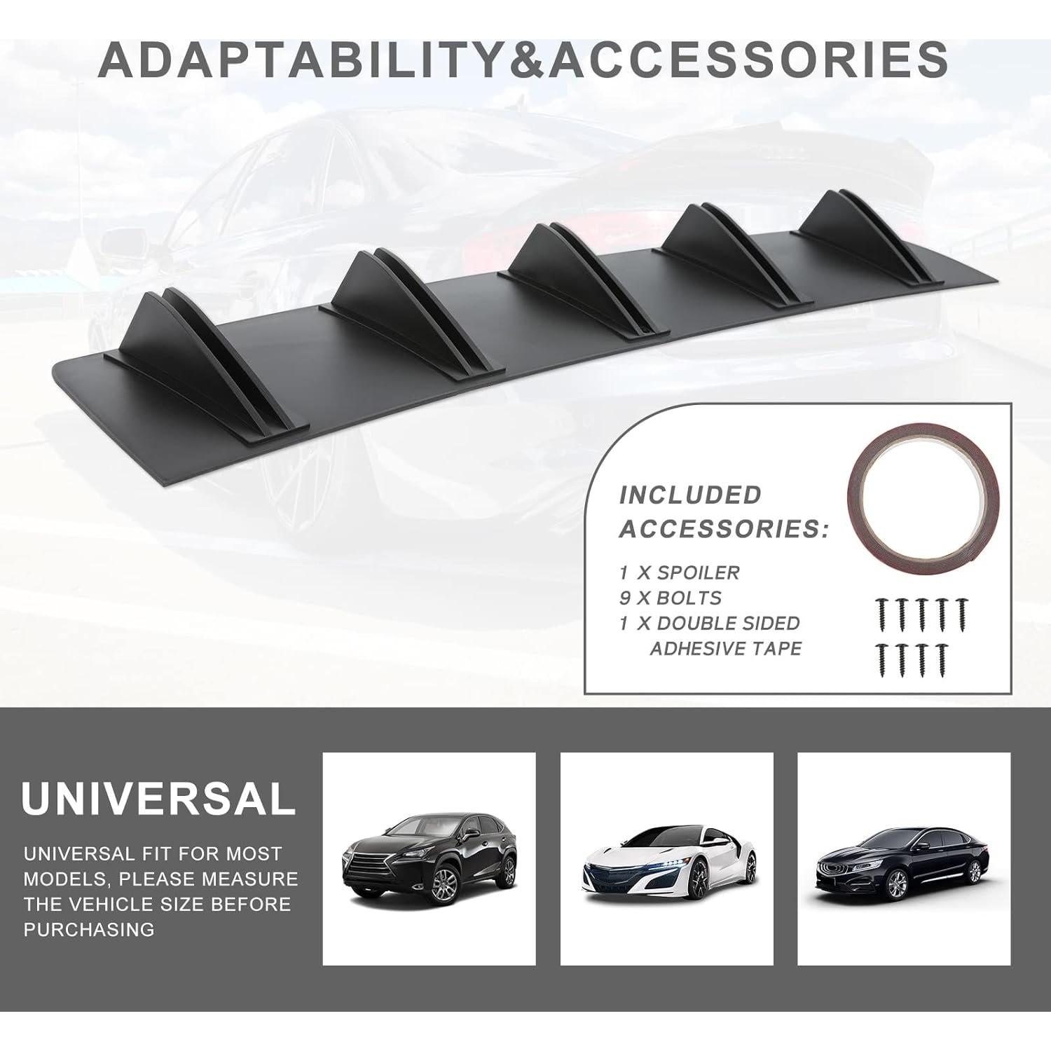 Alerón trasero universal DREAMIZER 31" negro ABS para auto