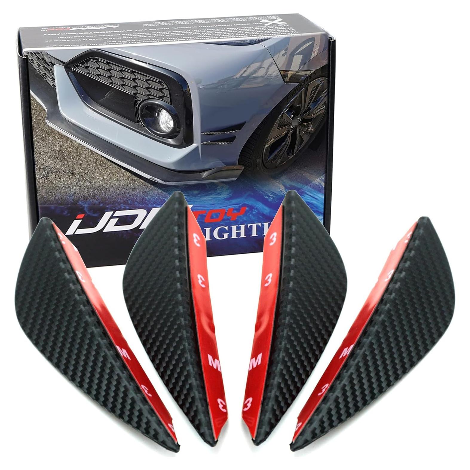 Aletas de Difusor de Carrocería iJDMTOY Fibra de Carbono Negra