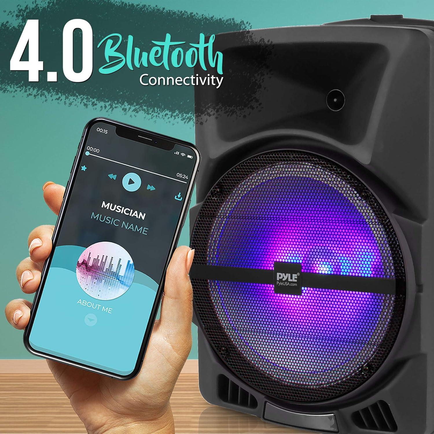 Altavoz PA portátil Pyle PPHP1244B 800W Bluetooth con luces LED