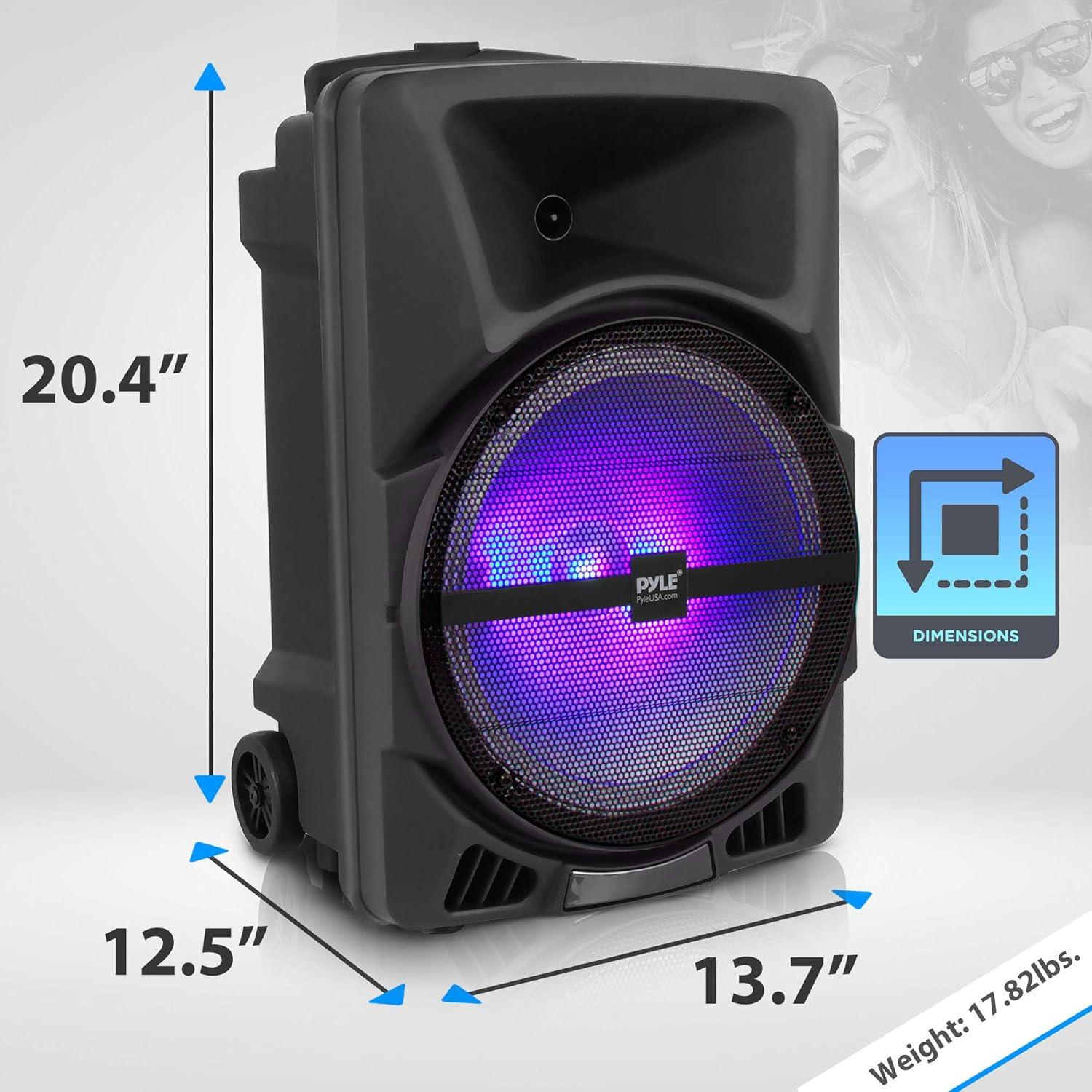 Altavoz PA portátil Pyle PPHP1244B 800W Bluetooth con luces LED