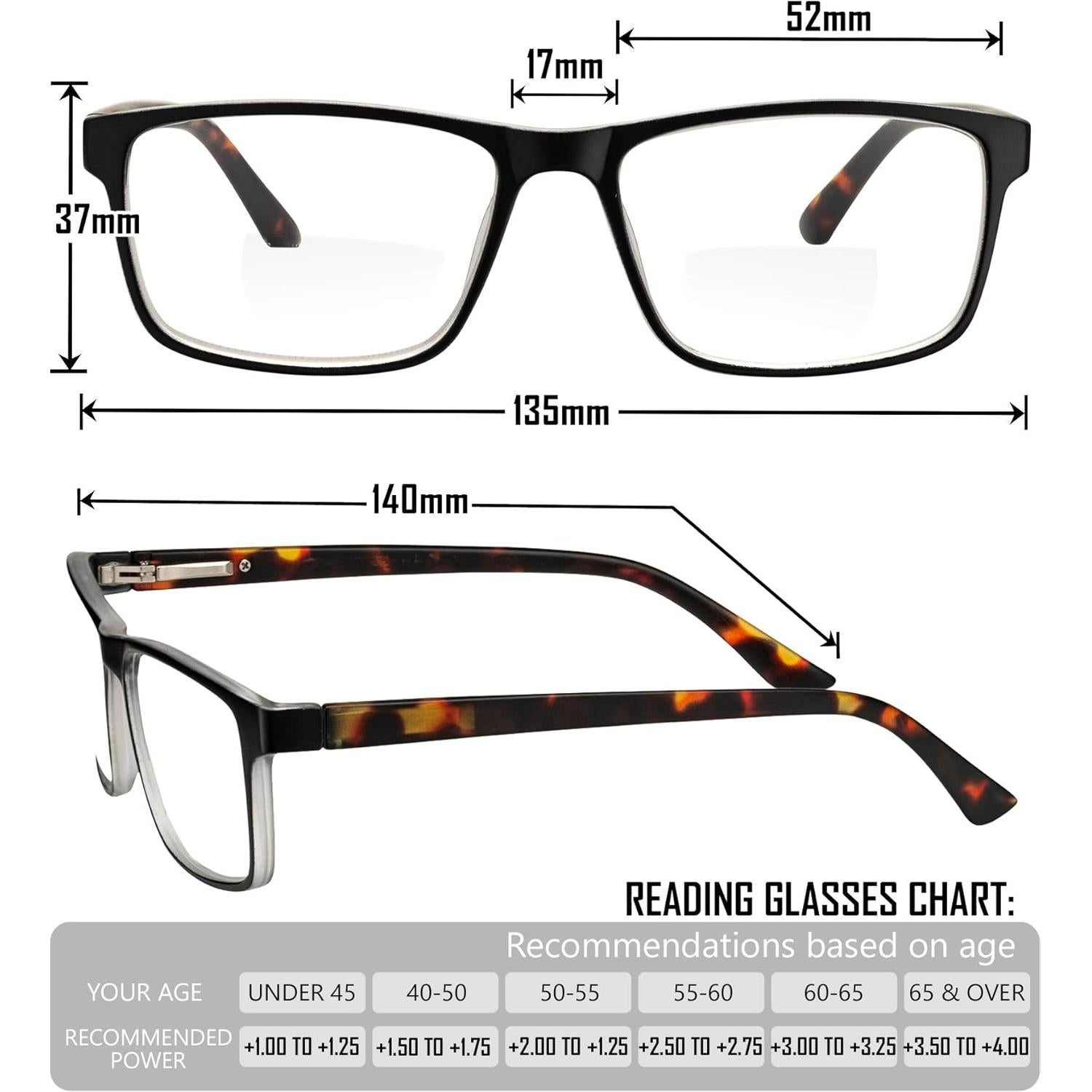 Gafas de lectura bifocal Yogo Vision unisex 52mm 1.0x