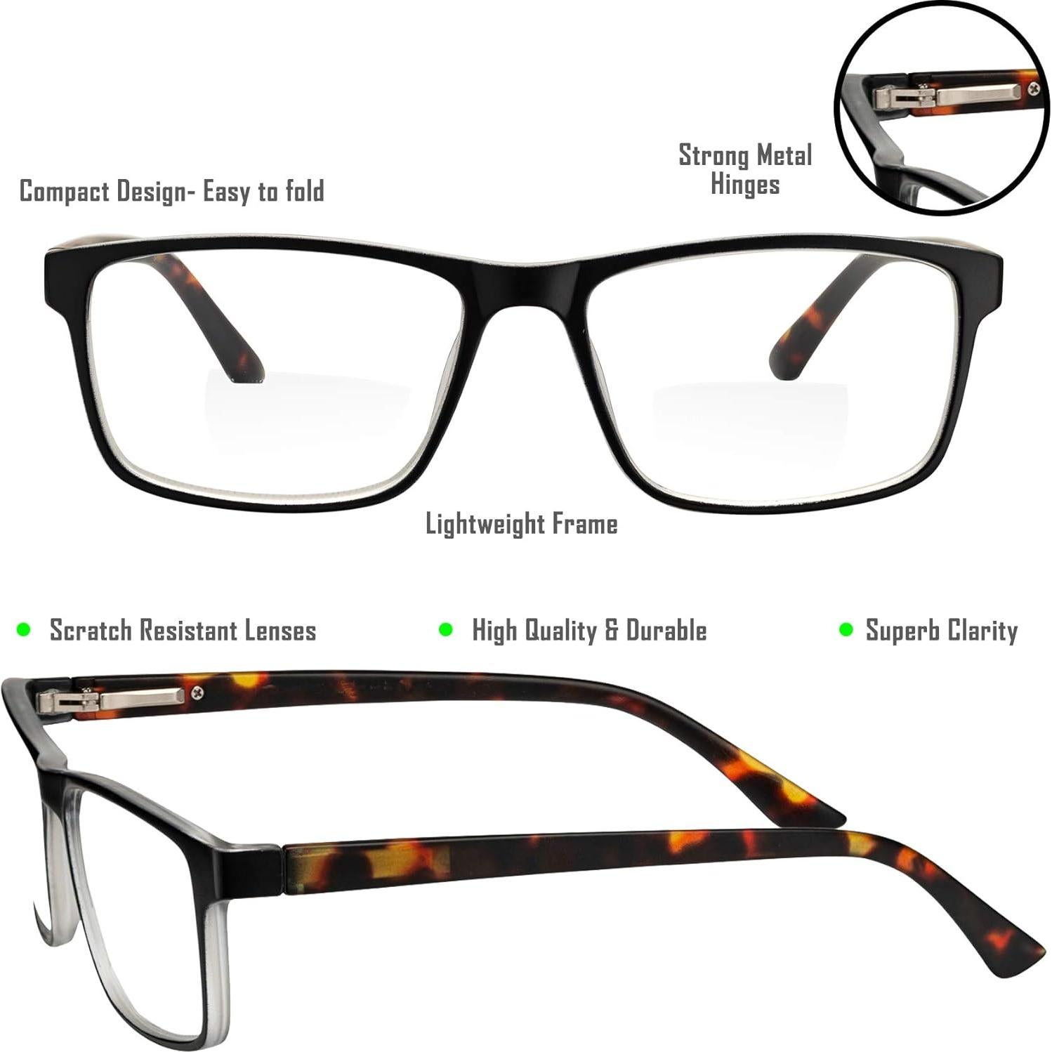 Gafas de lectura bifocal Yogo Vision 2.75x unisex negras