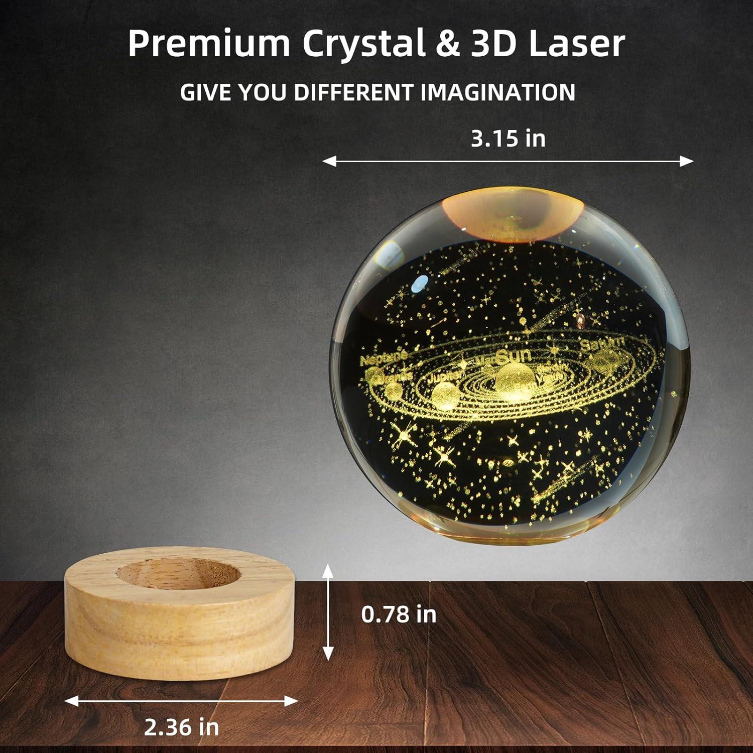Luz Nocturna Bola Cristal 3D Sistema Solar LED 16 Colores