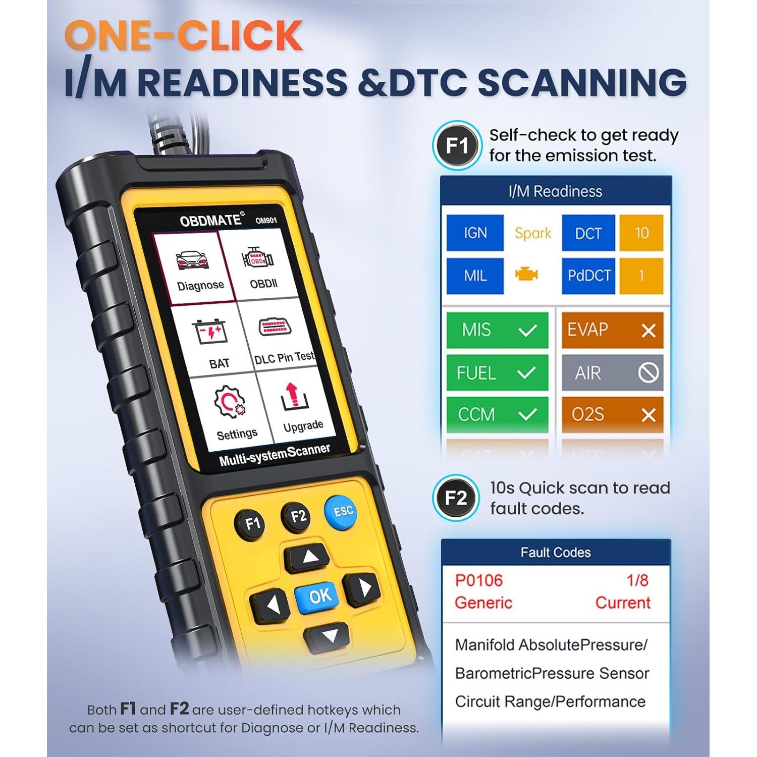 Escáner OBD2 OBDMATE OM901 con Diagnóstico ABS/SRS/Motor