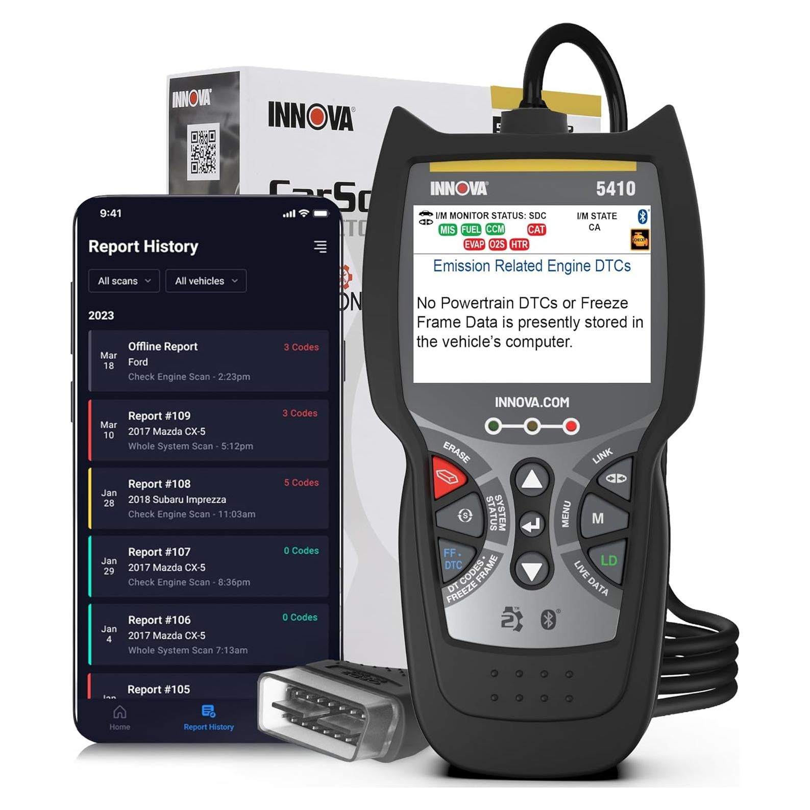 Escáner OBD2 Innova 5410 para Autos y Camiones - Diagnóstico Motor, ABS, SRS