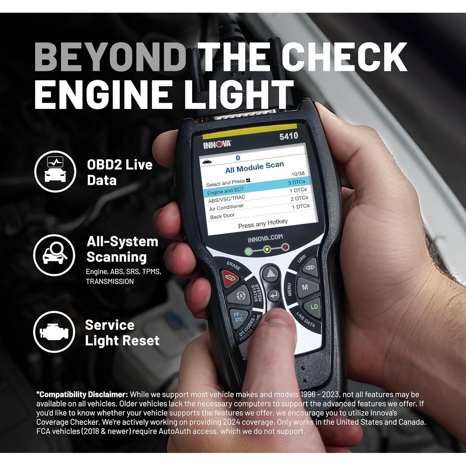 Escáner OBD2 Innova 5410 para Autos y Camiones - Diagnóstico Motor, ABS, SRS