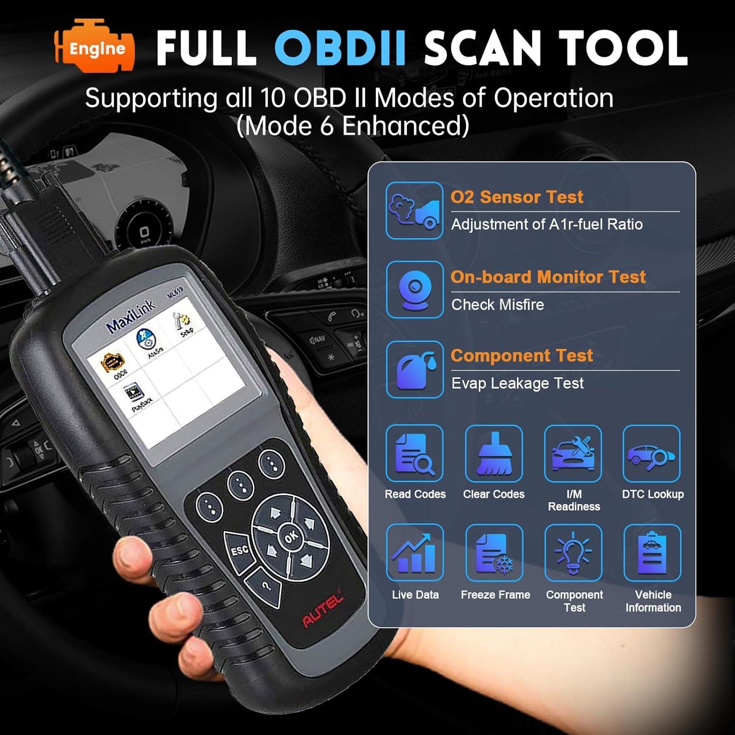 Escáner OBD2 Autel Maxilink ML619 con Diagnóstico ABS/SRS