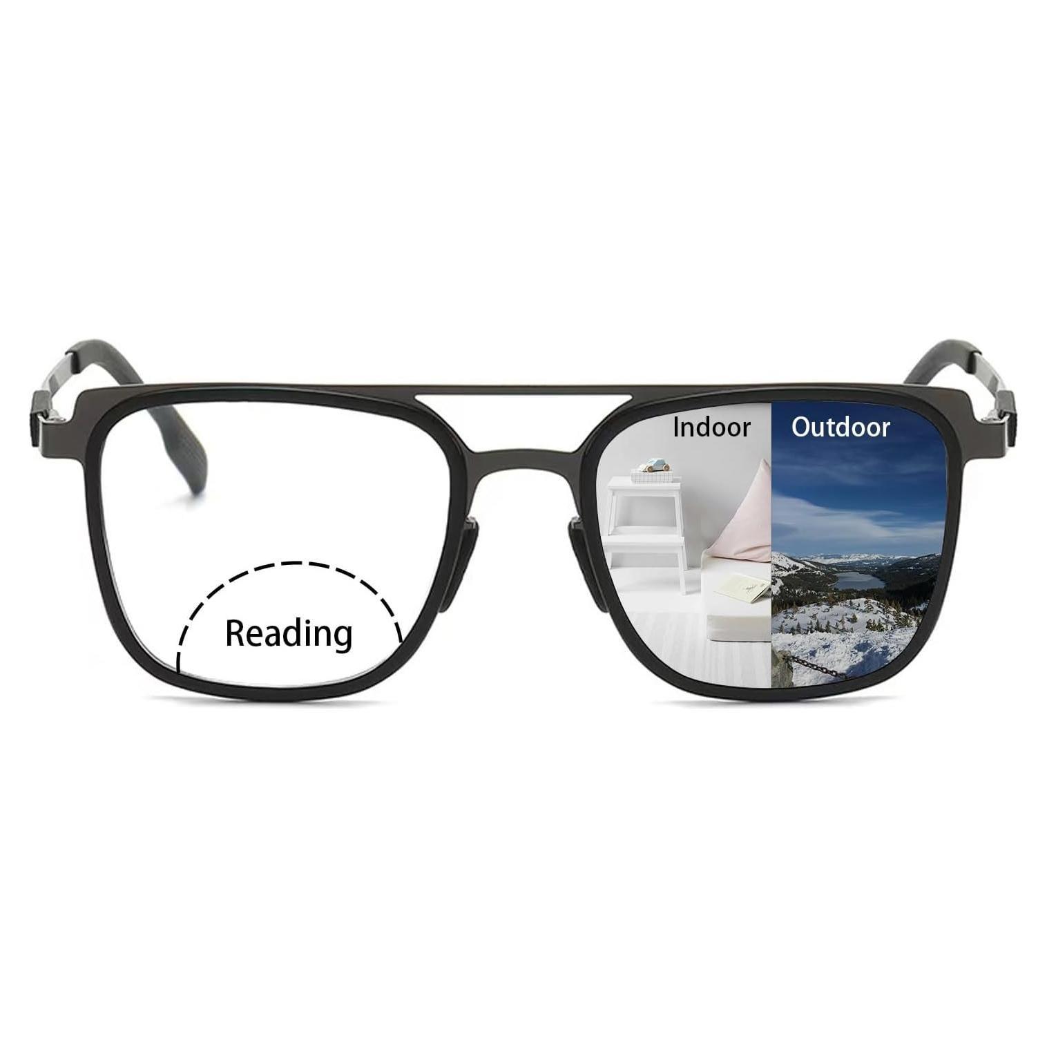 Gafas de lectura bifocales fotoquímicas con protección UV