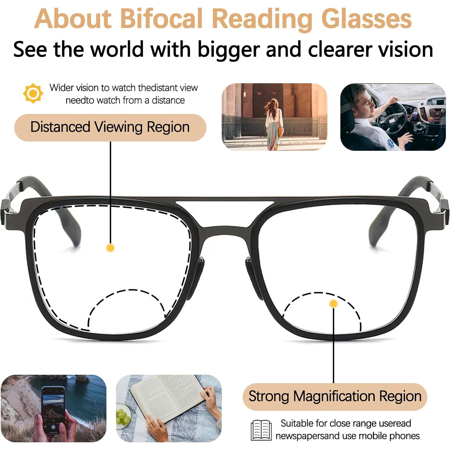 Gafas de lectura bifocales fotoquímicas con protección UV