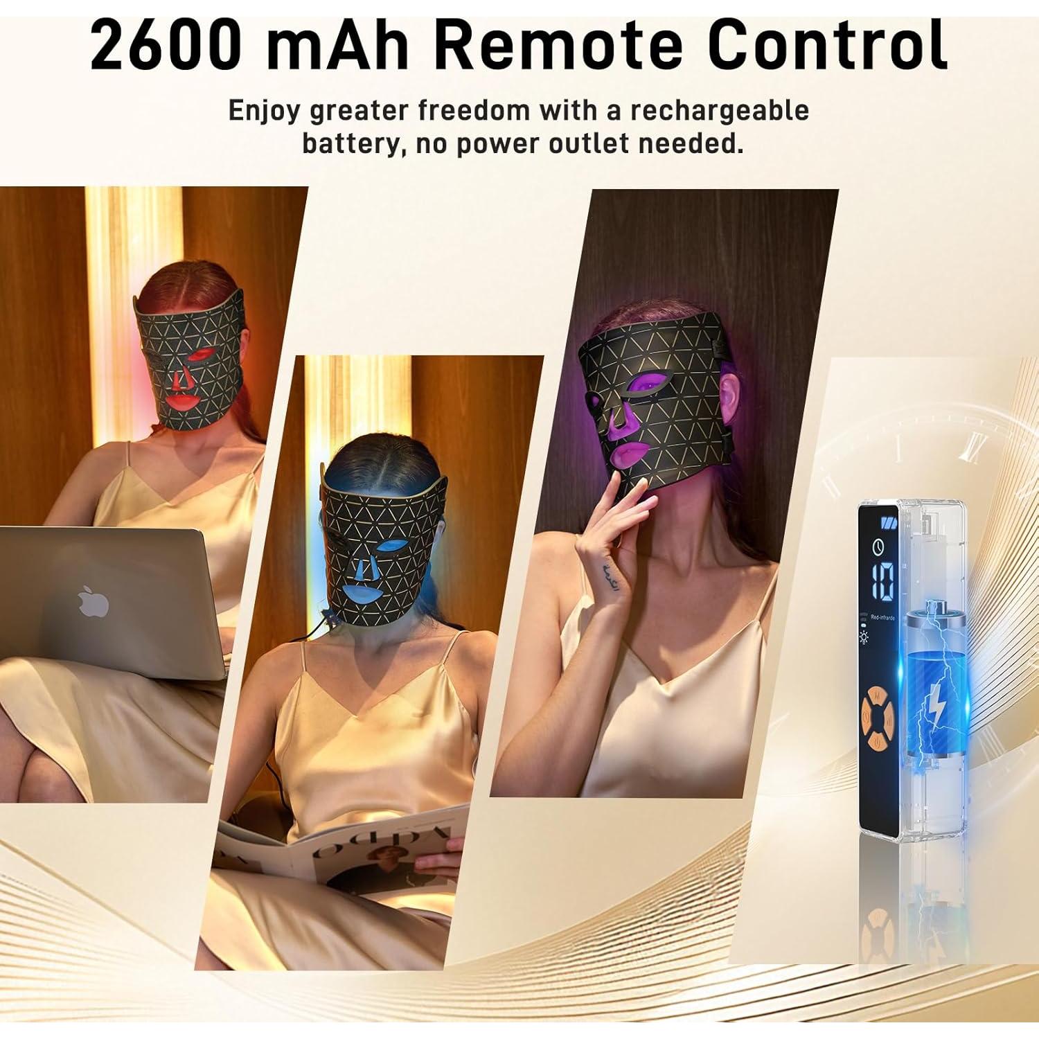 Red Light Therapy for Face, Enhance LED Face Mask Light Therapy for Acne, Wrinkles & Skin Rejuvenation, 3 Light Modes & Timing Settings, Eye Protection, Portable LED Face Mask Home Skincare