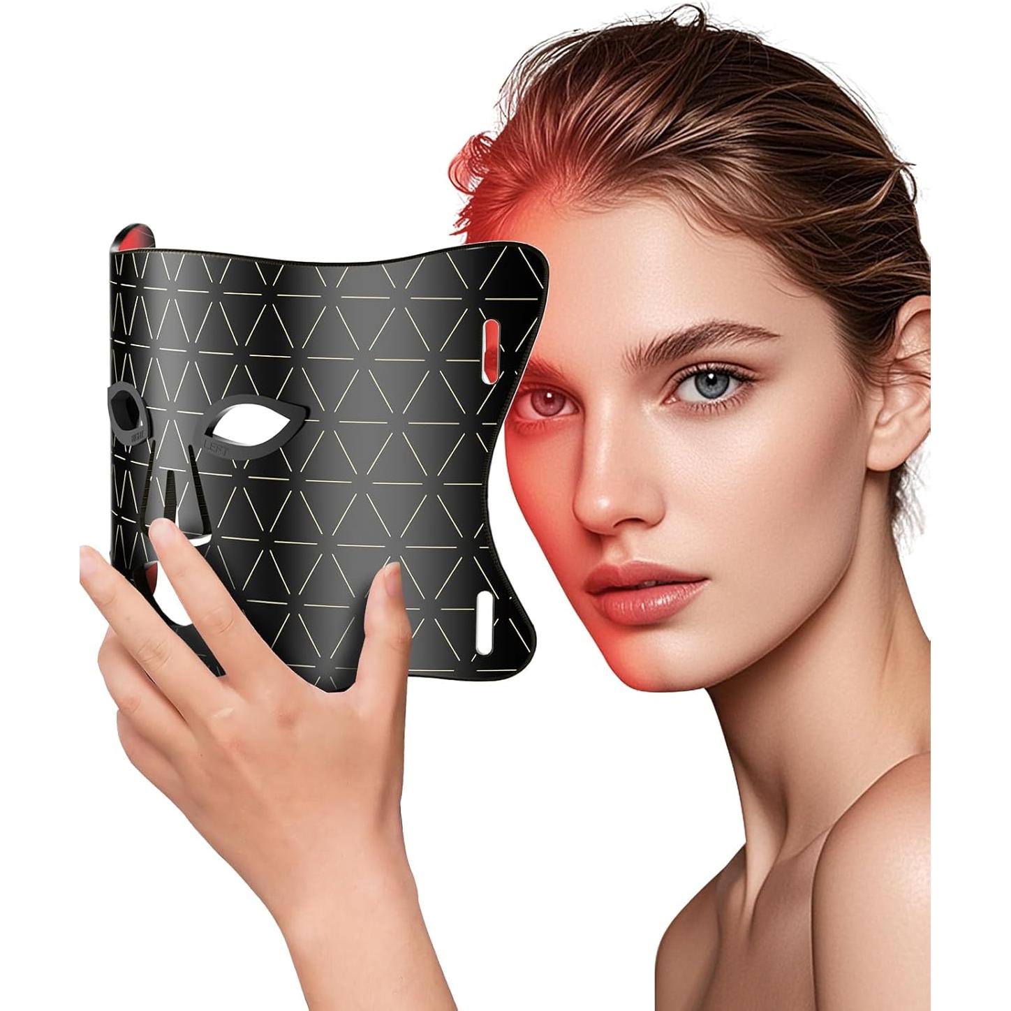 Red Light Therapy for Face, Enhance LED Face Mask Light Therapy for Acne, Wrinkles & Skin Rejuvenation, 3 Light Modes & Timing Settings, Eye Protection, Portable LED Face Mask Home Skincare