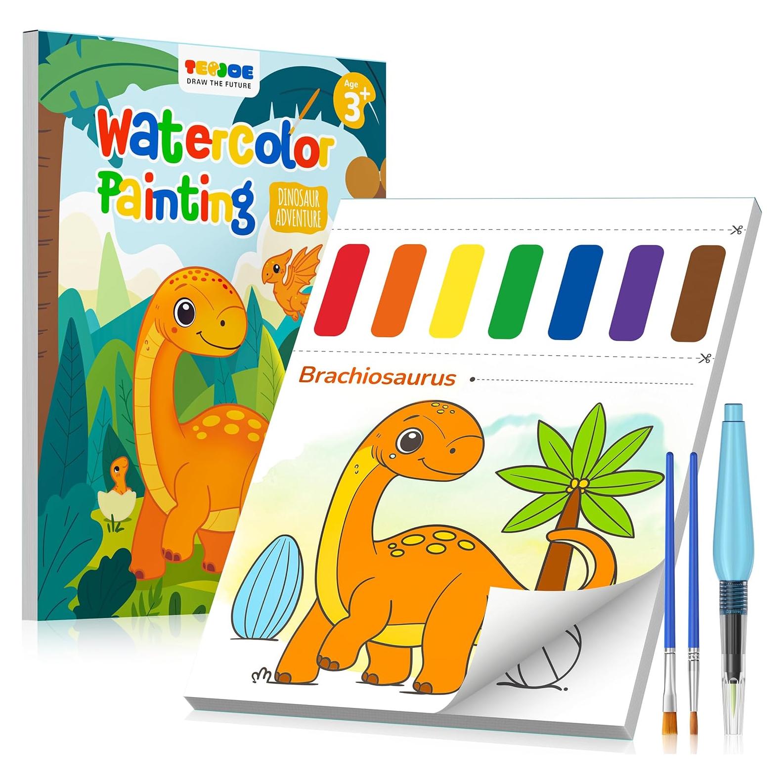 Libro de Pintura Acuarela TECJOE Dinosaurios con Pinceles