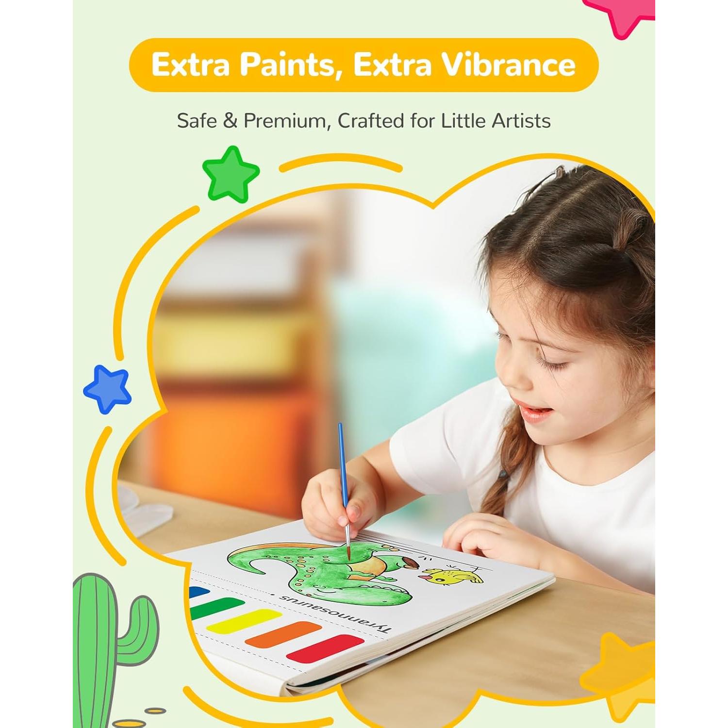Libro de Pintura Acuarela TECJOE Dinosaurios con Pinceles