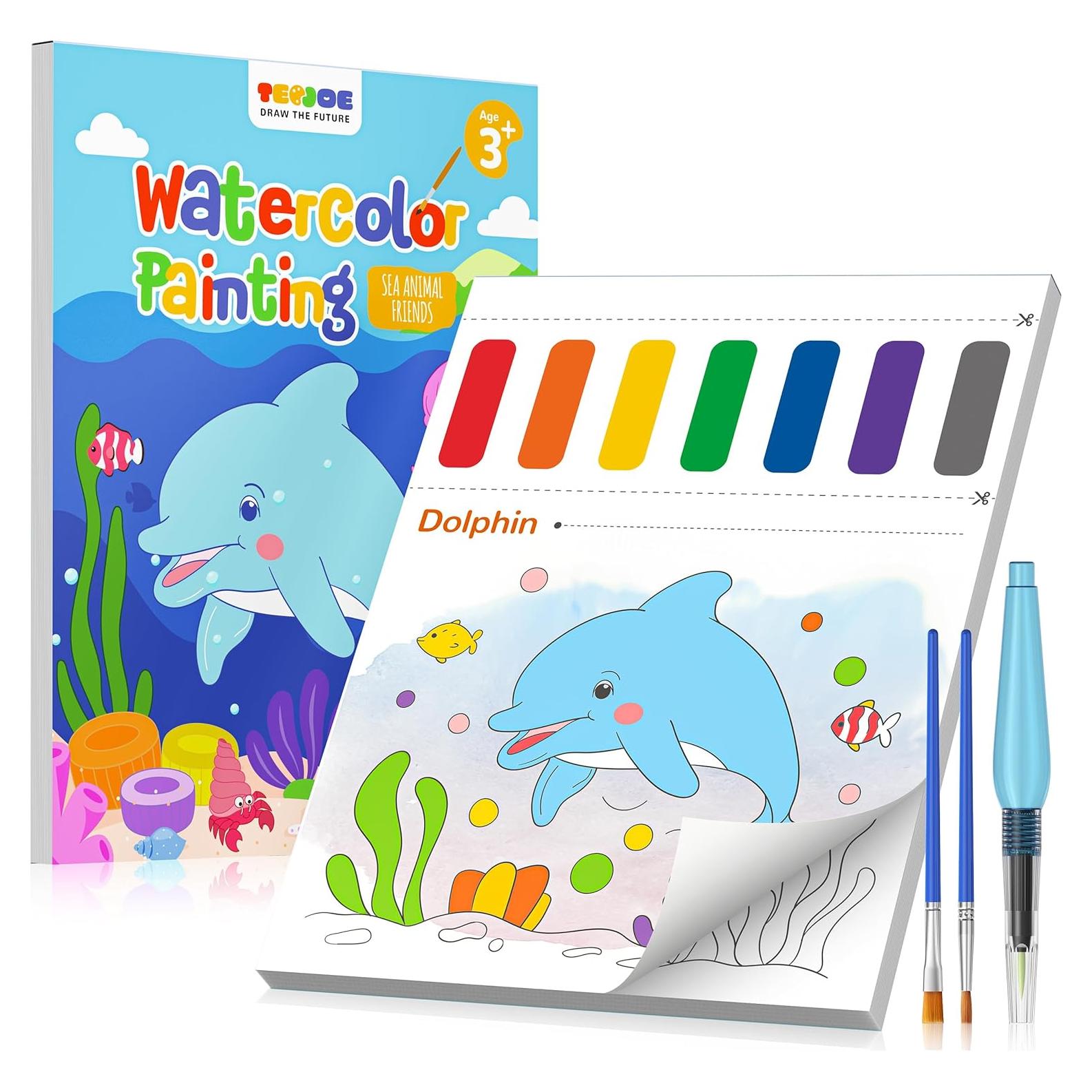 Libro de Acuarela TECJOE Animales Marinos para Niños