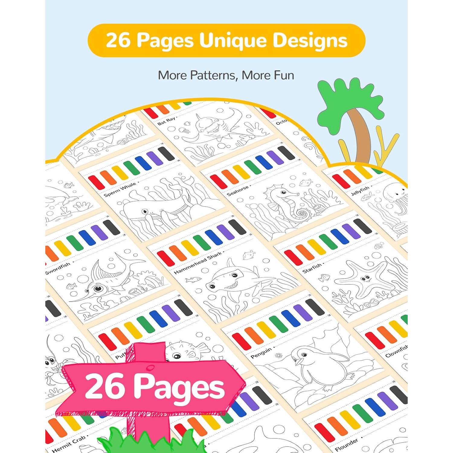 Libro de Acuarela TECJOE Animales Marinos para Niños