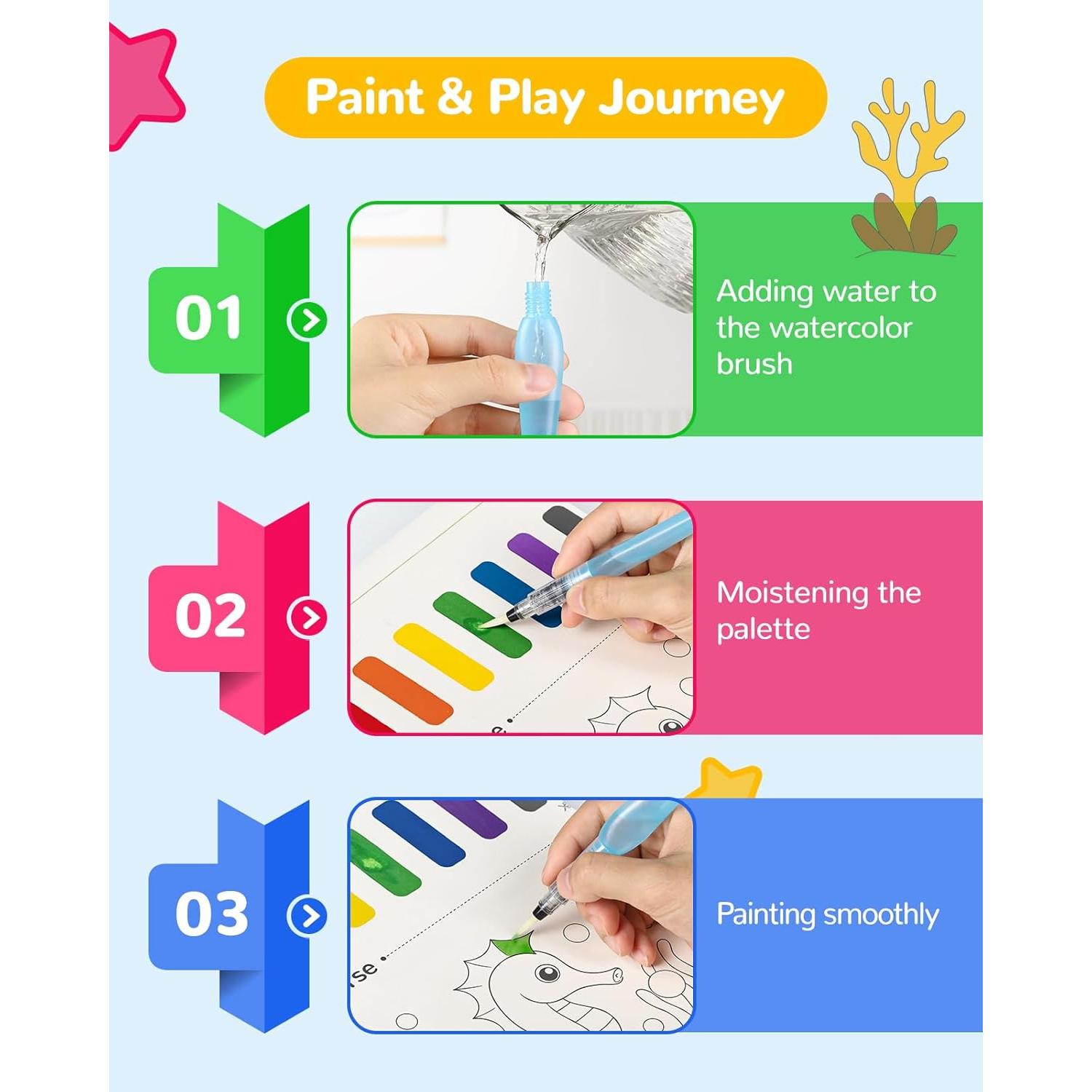 Libro de Acuarela TECJOE Animales Marinos para Niños