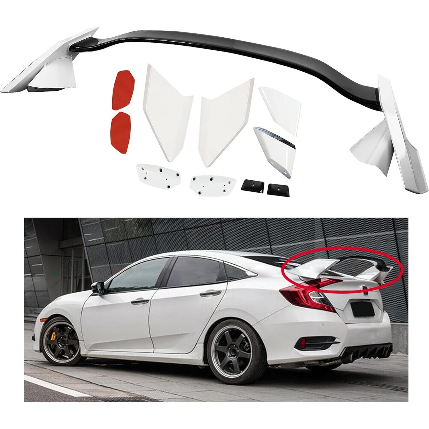 Alerón Trasero ZXMOTO para Honda Civic Sedán 2016-2021 Blanco/Negro