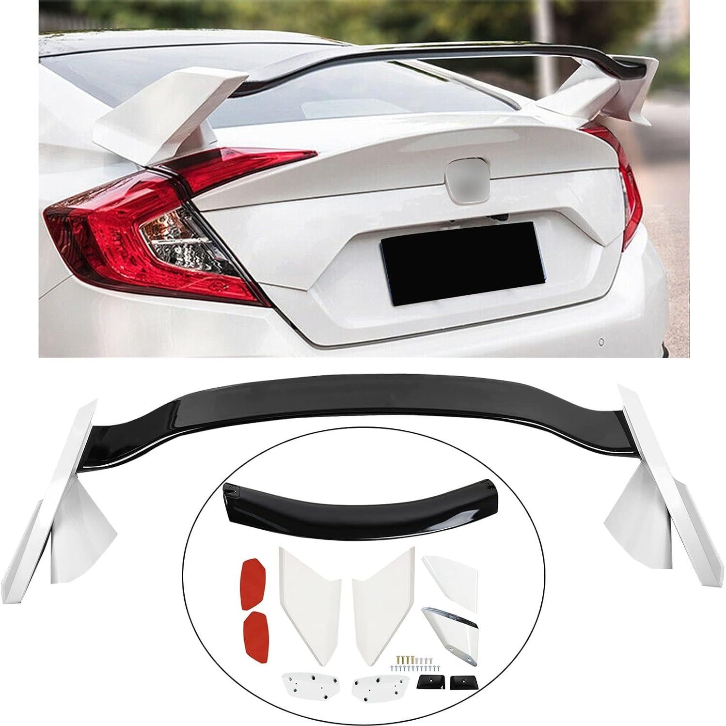 Alerón Trasero ZXMOTO para Honda Civic Sedán 2016-2021 Blanco/Negro