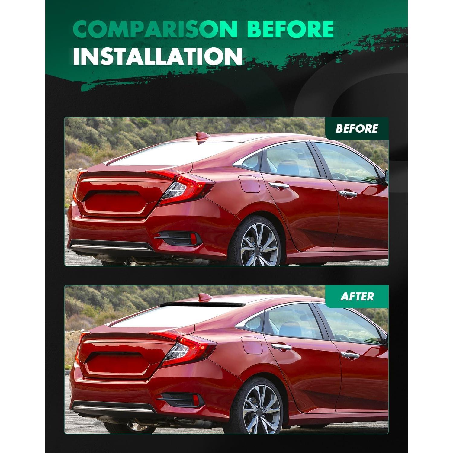 Spoiler Trasero SCITOO Negro Brillante para Honda Civic 2016-2021