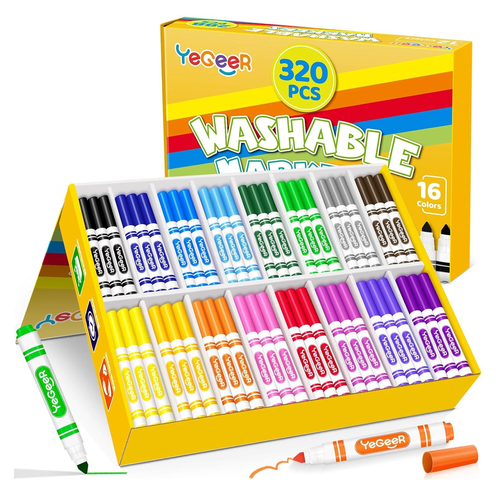 Paquete de 320 Marcadores Lavables YEGEER 16 Colores Multicolor