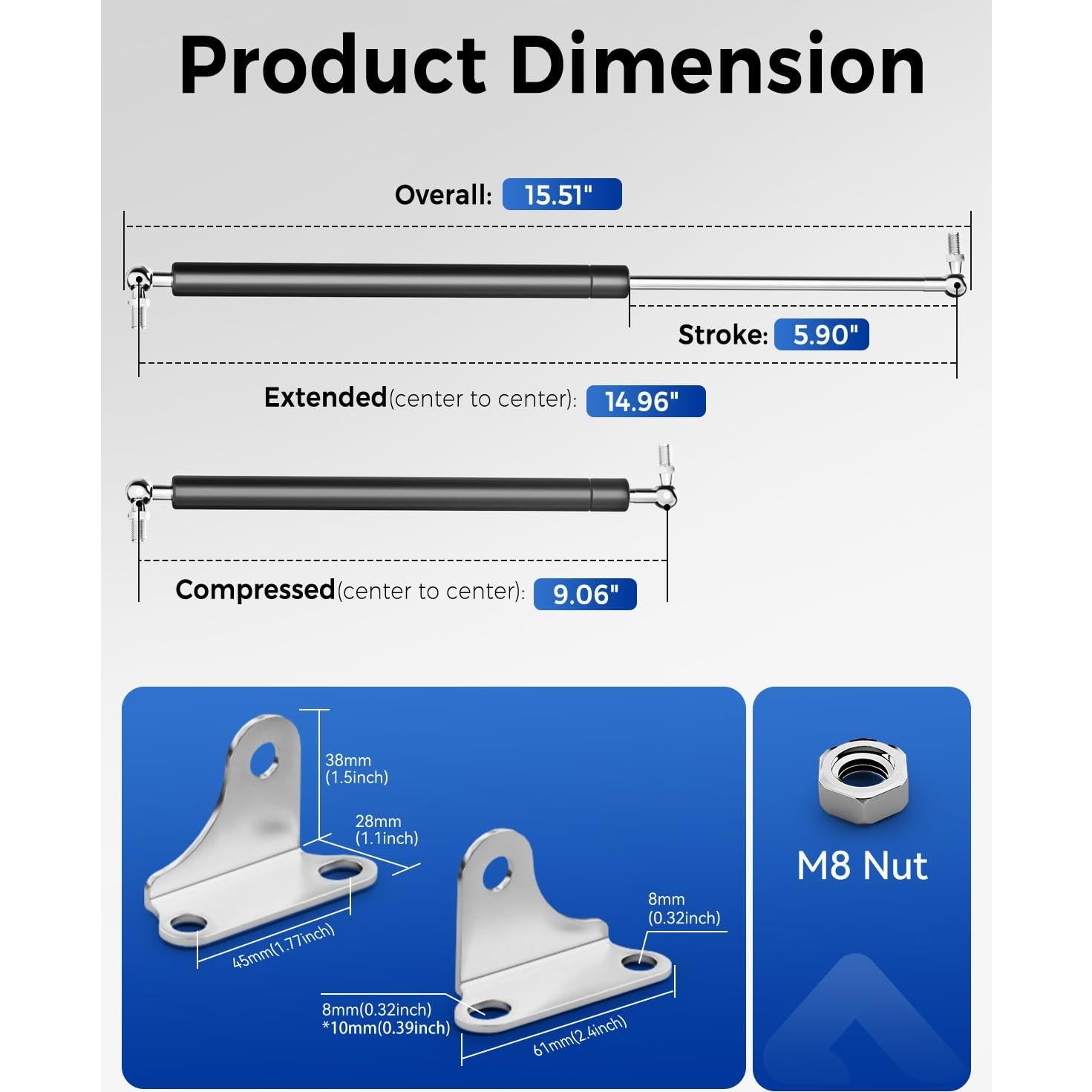 Resortes de Gas ARANA 15" (38.1 cm) 67 lbs (30.4 kg) para Cama