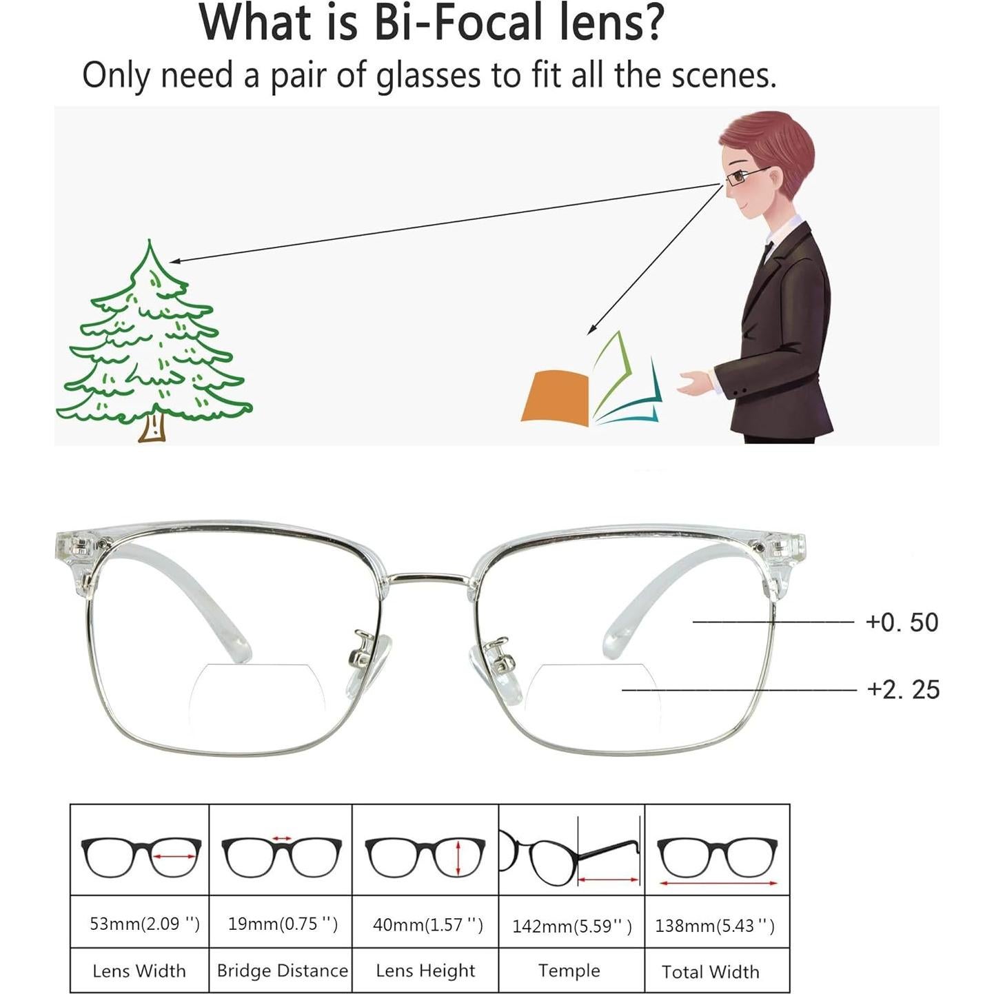 Gafas Bifocales VisionGlobal con Protección UV y Diseño Retro