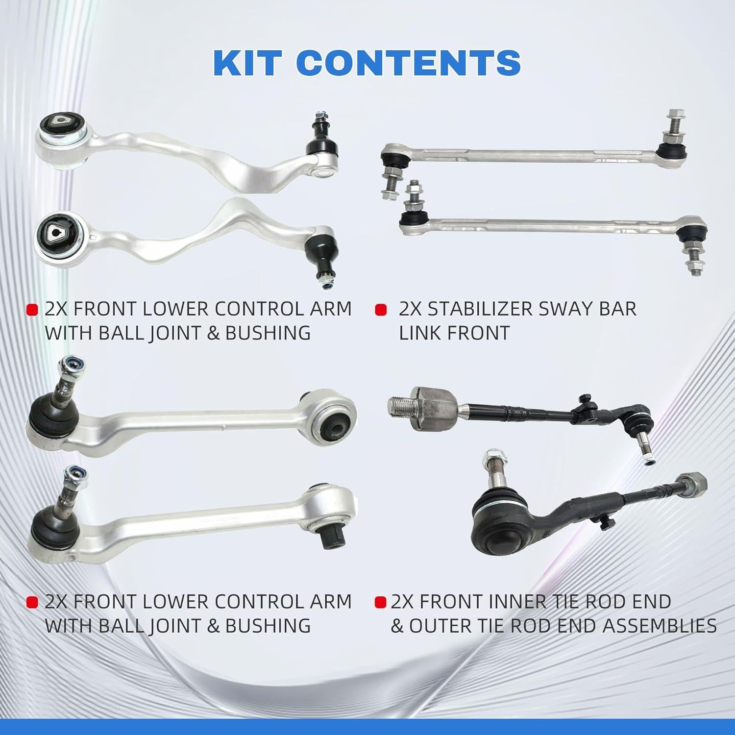 Kit de Brazo de Suspensión Delantera Rockplanet 8 Piezas BMW