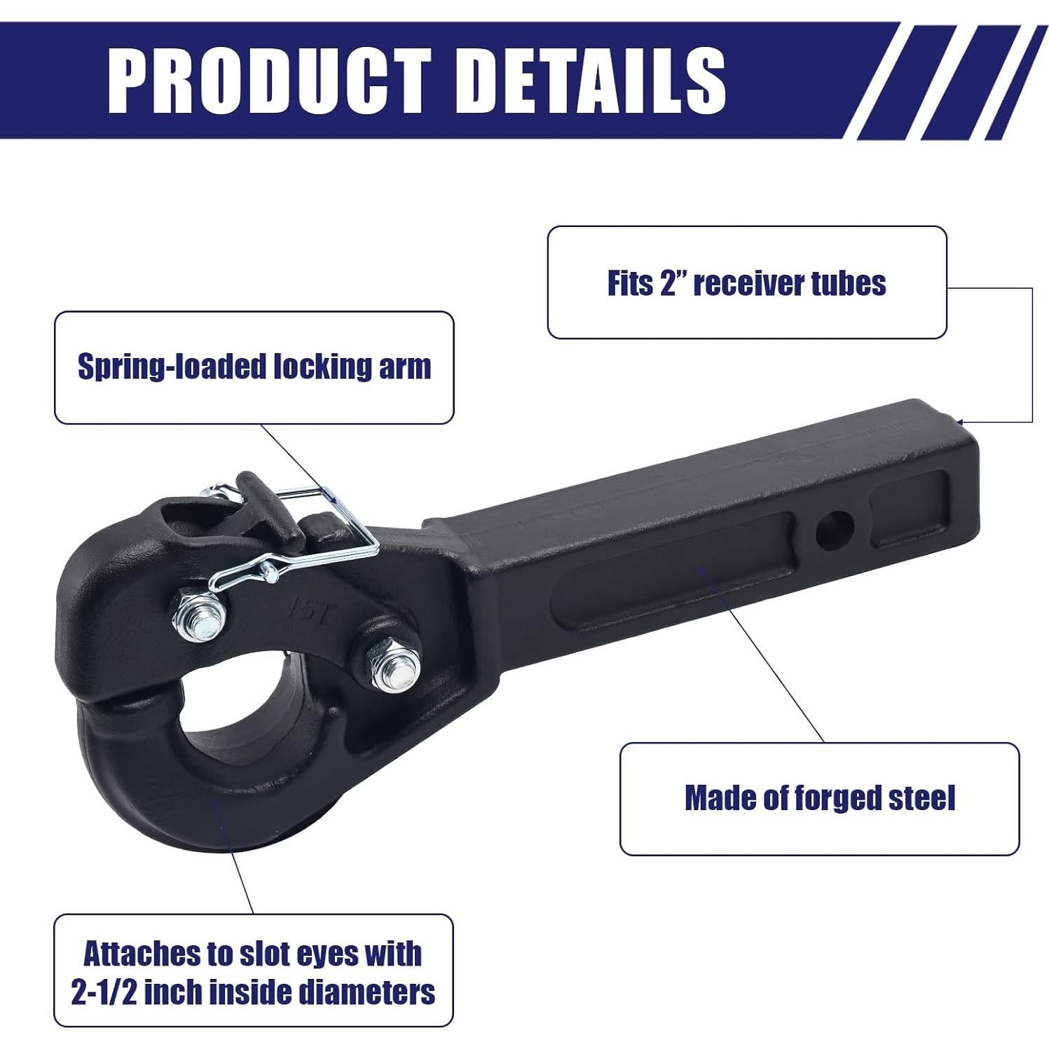 Enganche de Pintle JEXTRA 15 Toneladas 2721 kg Receptor 2"