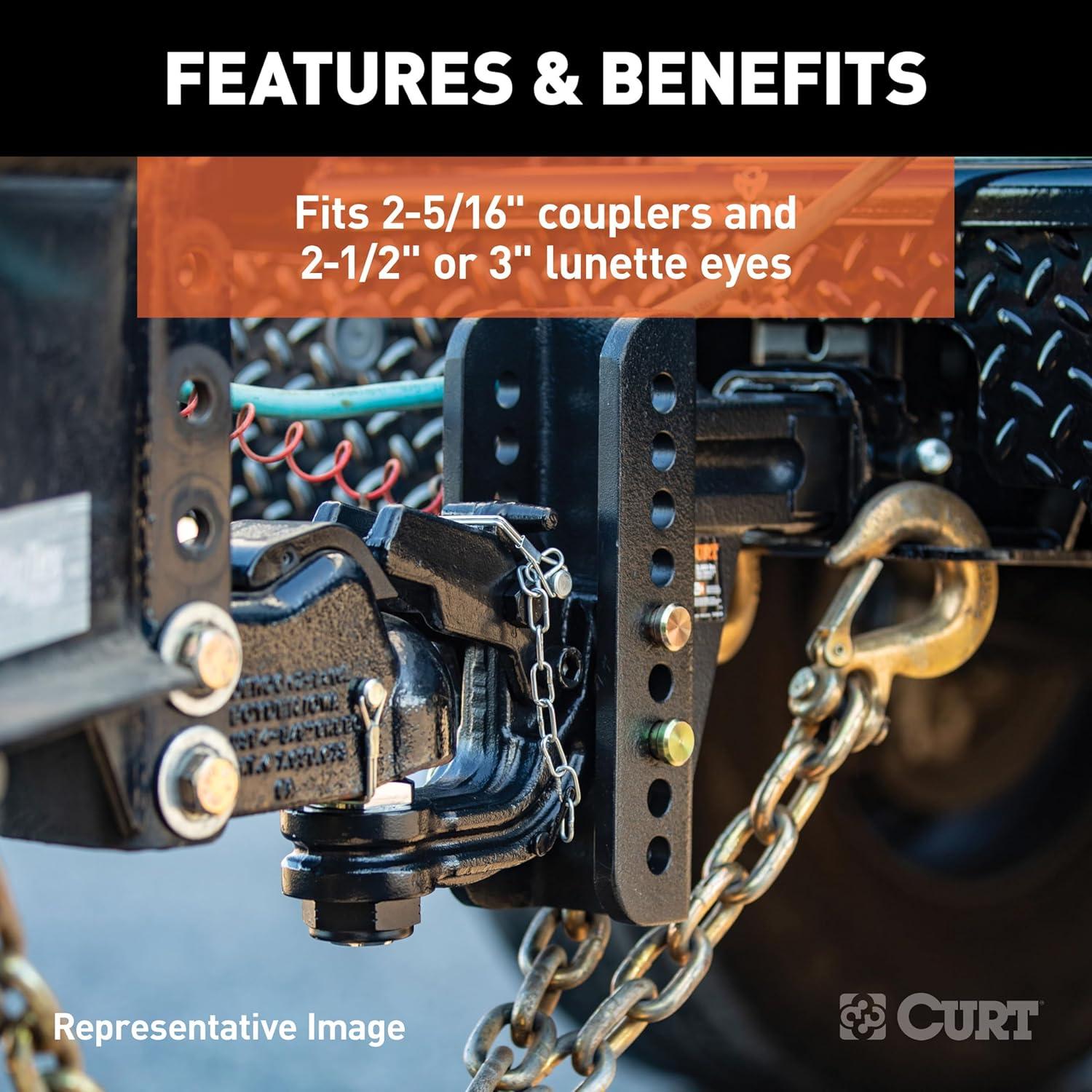 Enganche de Pintle Ajustable CURT 45907 13,000 lbs (5,897 kg)