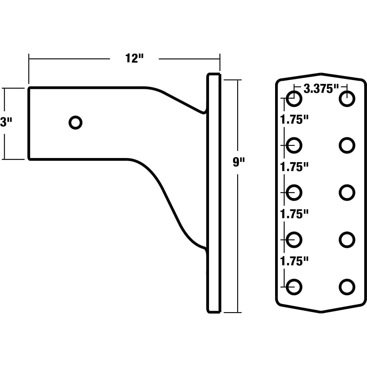 Soporte de gancho de remolque Buyers PM3109 - 30,000 lb MGTW