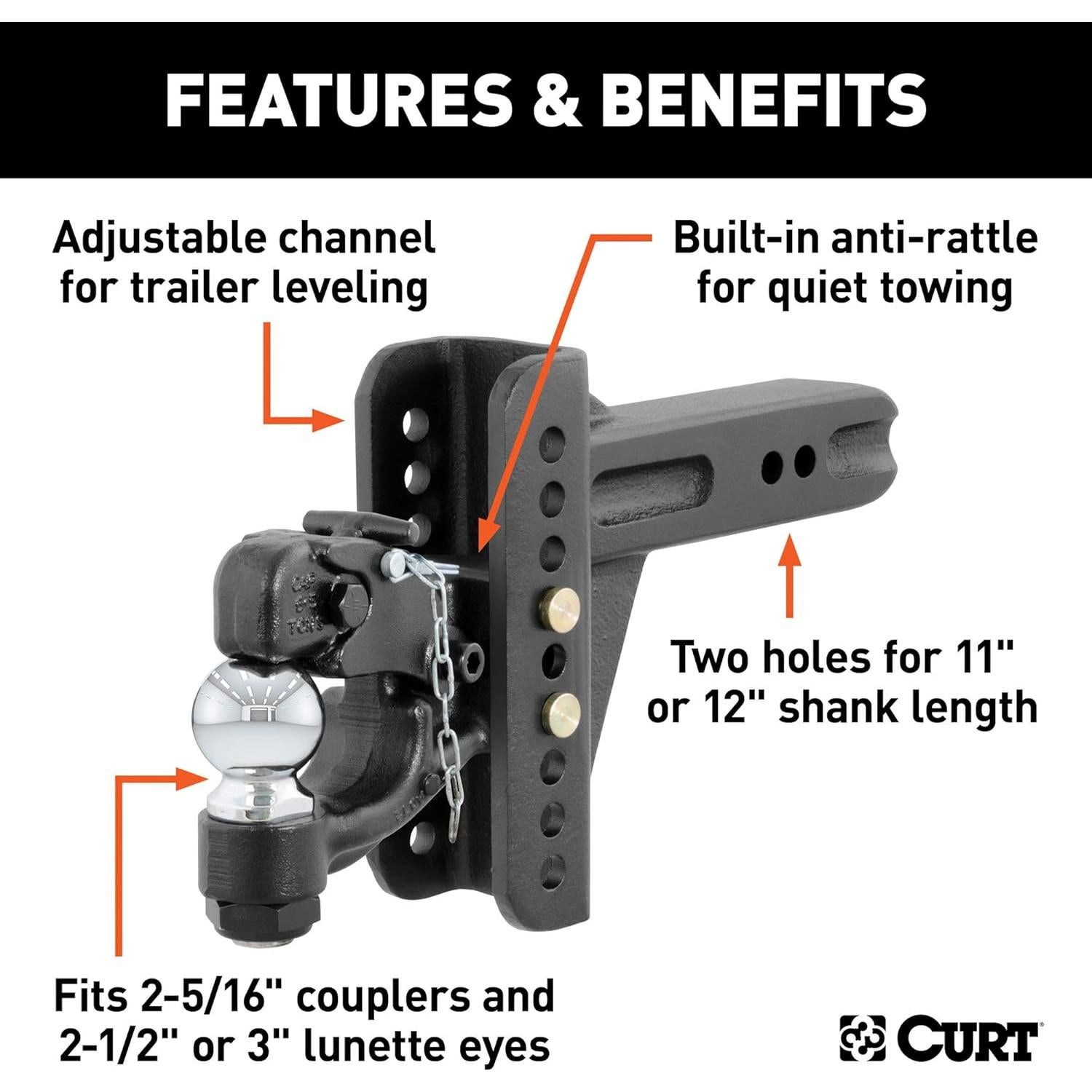 Enganche de Pintle Ajustable CURT 45908 20,000 lbs Acero