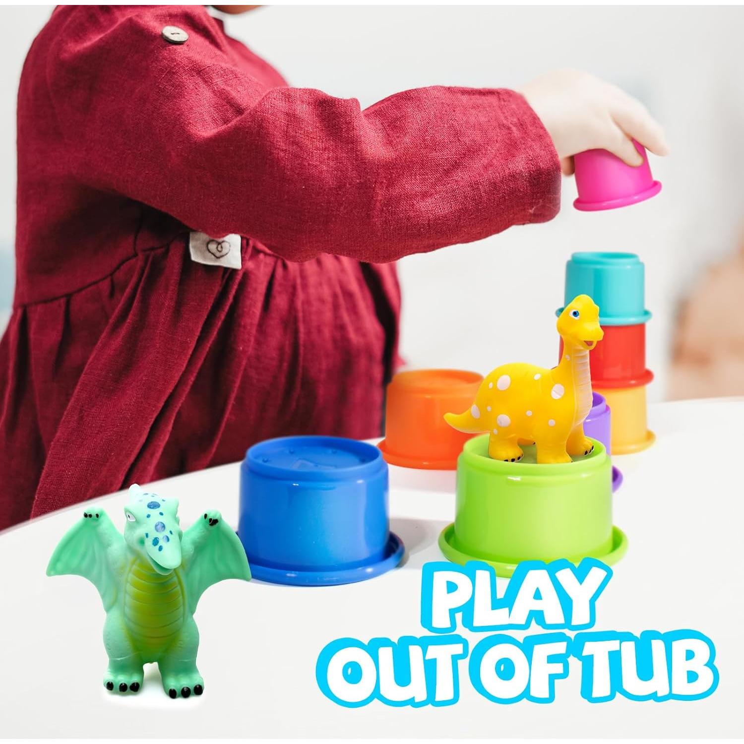 Juguetes de Baño Dinosaurio Hely Cancy 12 Piezas Sin Agujeros