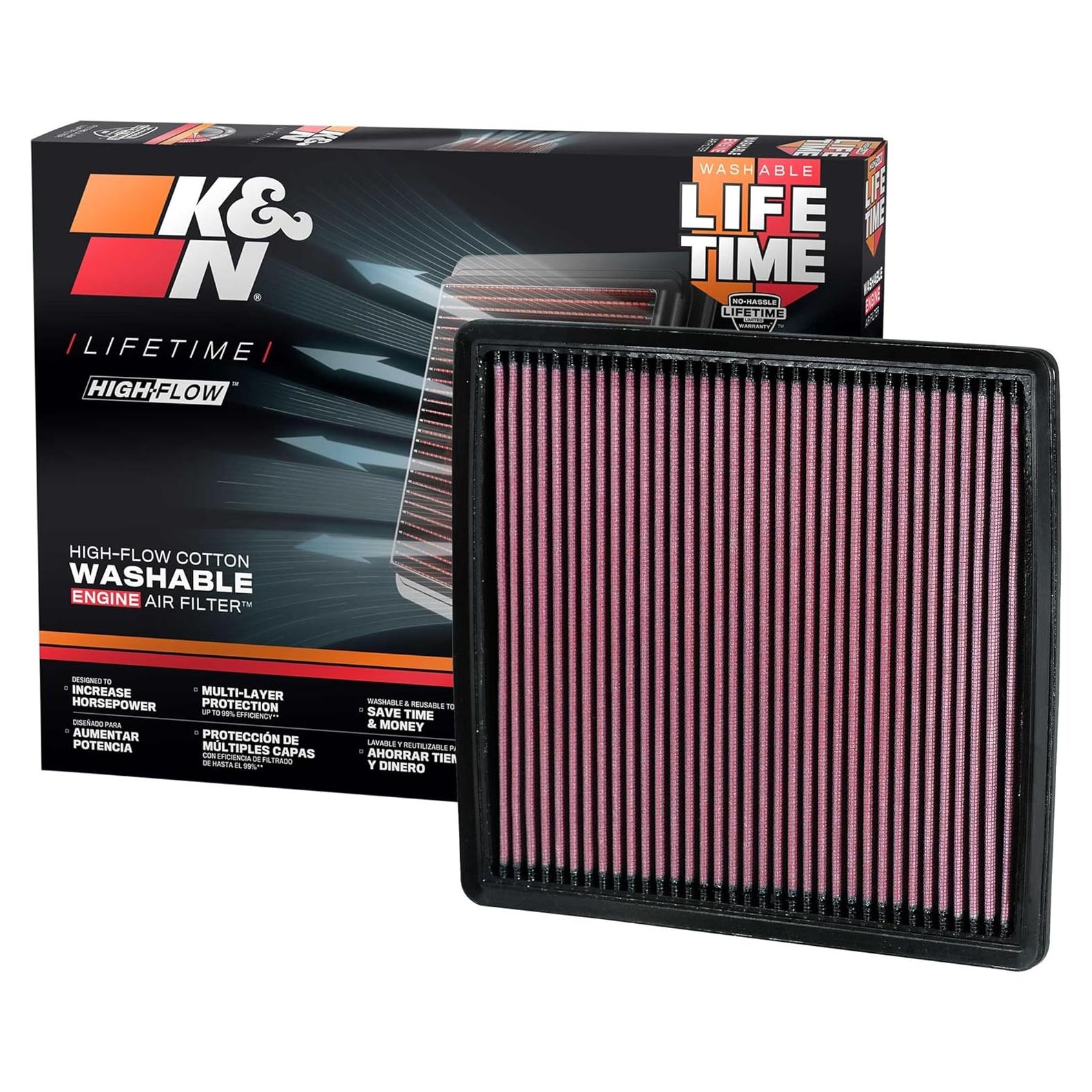 Filtro de Aire K&N Alto Flujo 33-2385 para Ford y Lincoln 2007-2024