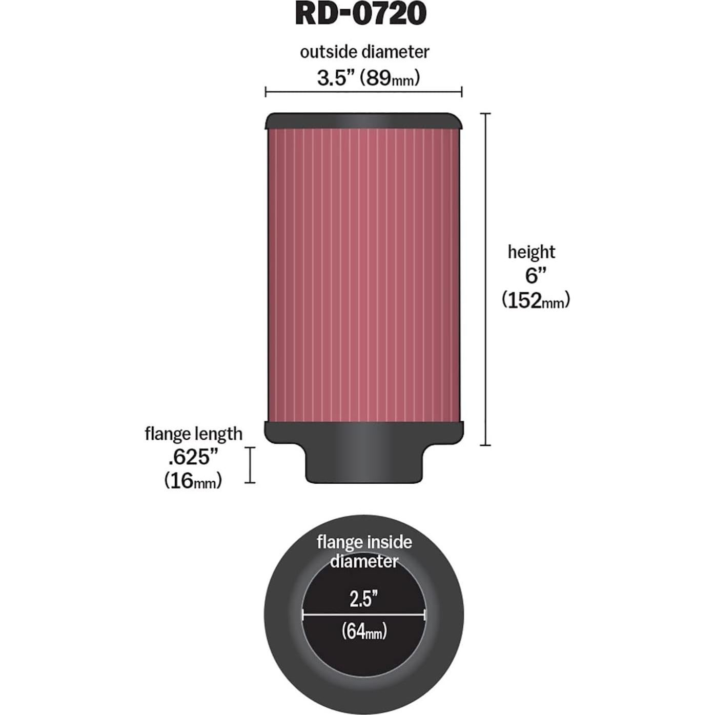 Filtro de Aire K&N Universal Clamp-On Redondo 15.24 cm