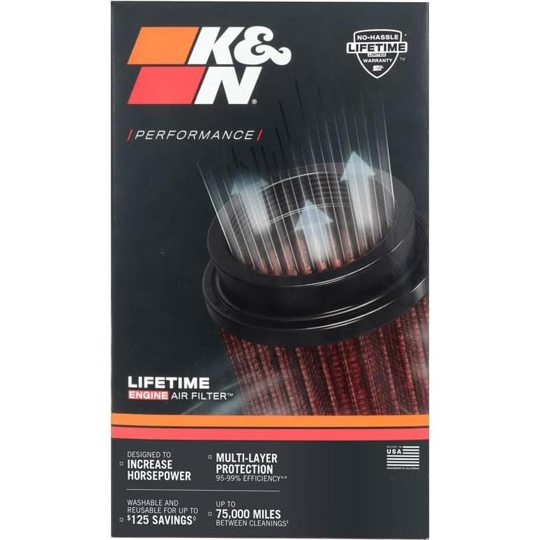 Filtro de Aire Universal K&N RE-0810 7.62x22.86 cm Lavable
