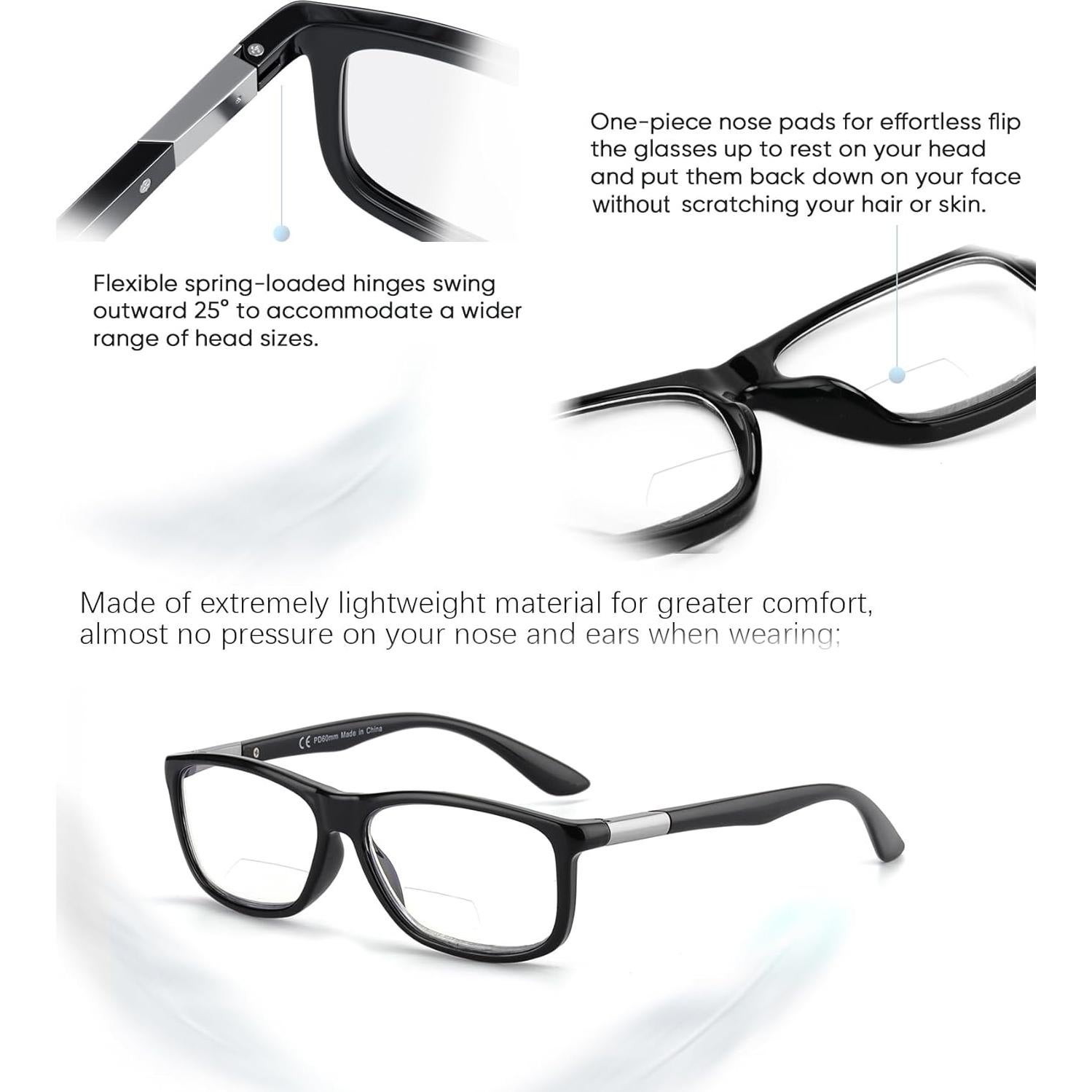 Gafas Bifocales Missfive 2 Pares Unisex Ligeras TR90 2.5x